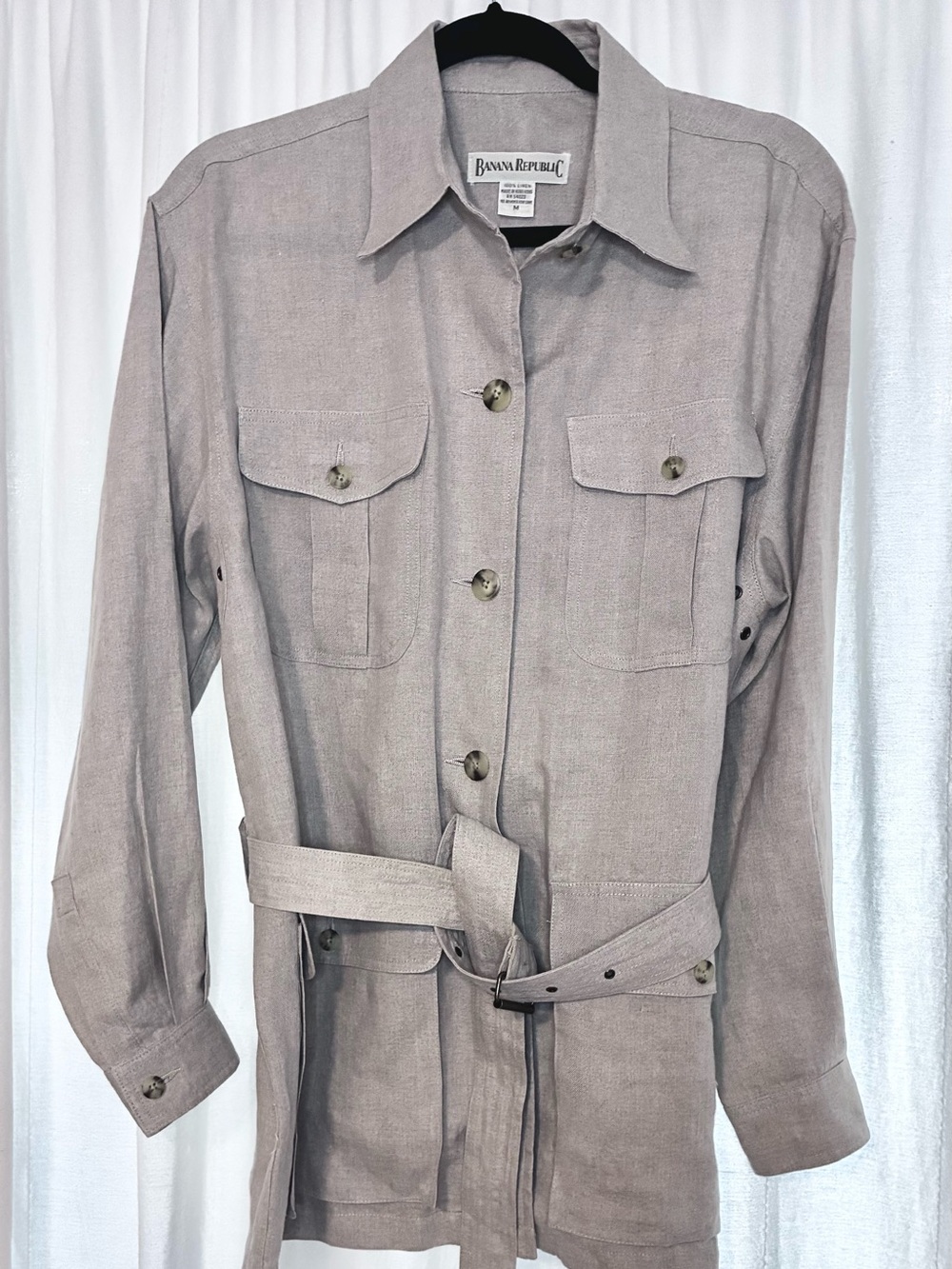 1990 Banana Republic Linen Safari Jacket Woman’s Size M Rare Gem (10290)